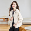 休闲风莫兰迪色短款风衣外套，百搭小个子长袖减龄上衣HR-MUZI68865 商品缩略图3