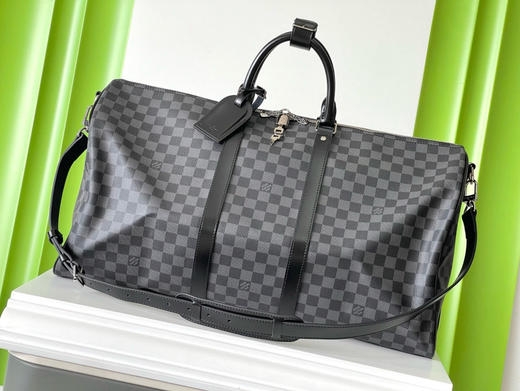 夏季特惠💰1000 原单LV N41413 尺寸：55×31×24cm KEEPALL 黑格旅行袋 变码芯片 商品图0