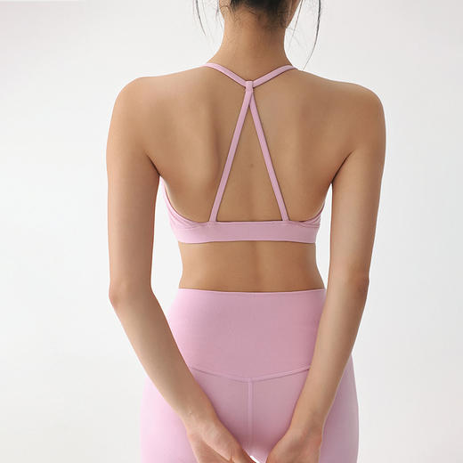 跃牌（呗咪纷纷系列）夏季裸感美背运动内衣女防下垂聚拢挂脖文胸胸垫一体健身瑜伽上衣WX14111 商品图0