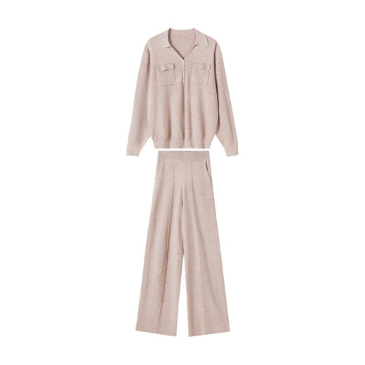 OSL 9317套装时尚洋气宽松羊毛上衣阔腿裤两件套针织套装 商品图4