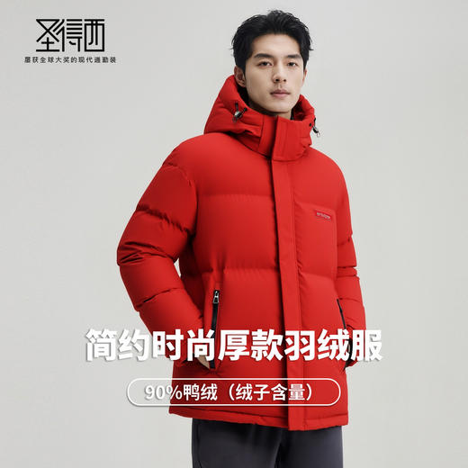 【含鸭绒】圣得西男士可拆卸连帽羽绒服2025冬季新款扛皱百搭外套 商品图2