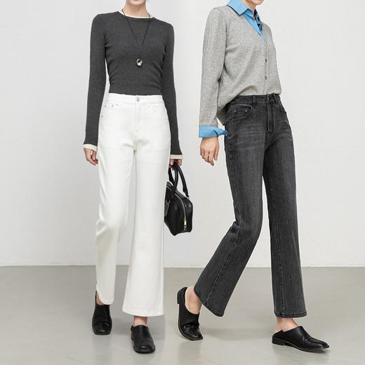 「高货rg」全新升级【铂金会员192/天猫259/差价67】(45518)洛诗琳百搭高腰微喇牛仔裤2025秋季新款四面弹显瘦九分裤 商品图2