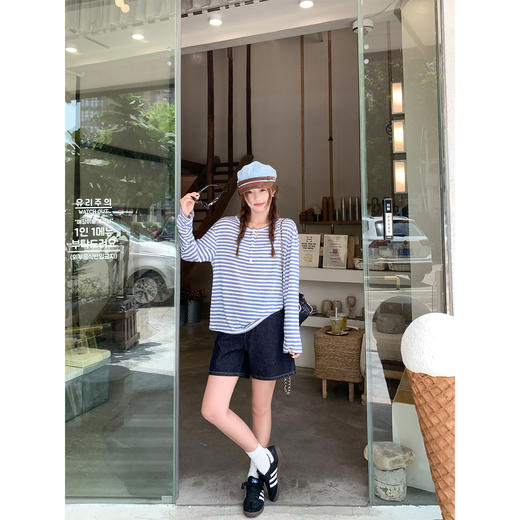 <曾小咸推荐>3.21现货秒杀 ！微信超特价！韩系条纹T恤罩衫 日常139.99 立减80 秒杀59.99！！ 商品图3