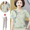 洋气妈妈夏装短袖上衣新中式冰丝时尚T恤中老年女国风小衫两件套 商品缩略图11