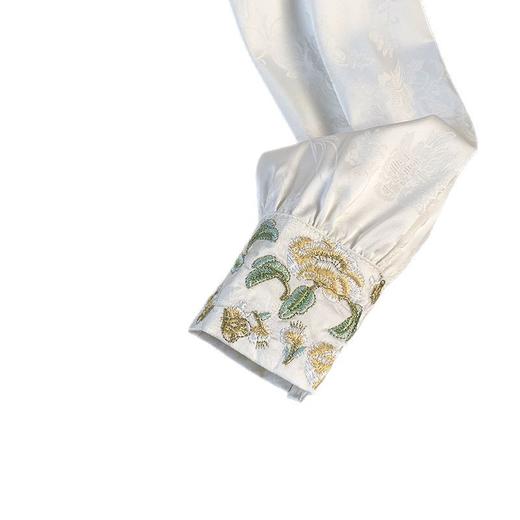 HQG1363#高档提花新中式复古立领绣花长袖衬衫春装新款衬衣女上衣 商品图4