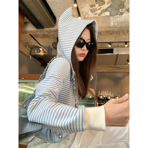 <曾小咸推荐>3.28现货秒杀 ！微信超特价！条纹连帽卫衣 日常189.99 立减100 秒杀89.99！！ 商品图2