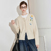 初语 花灰色毛衣开衫女 花朵绣花保暖针织衫小外套外搭 商品缩略图1