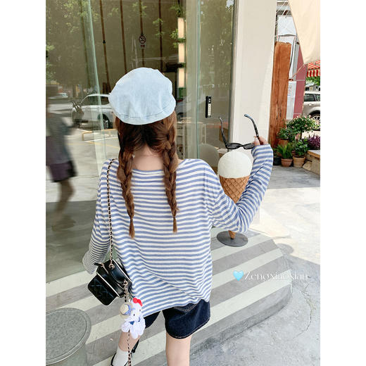 <曾小咸推荐>3.21现货秒杀 ！微信超特价！韩系条纹T恤罩衫 日常139.99 立减80 秒杀59.99！！ 商品图4