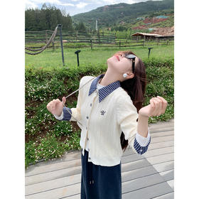 <曾小咸推荐>撞色格子polo领假两件针织衫！