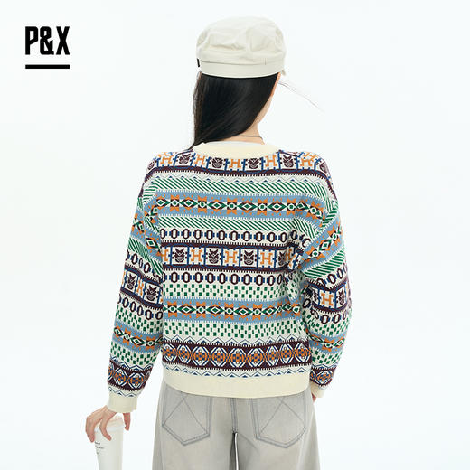 P&X设计师女装2025秋季提花开衫毛衣圆领毛针织衫 825318181 花色 商品图4