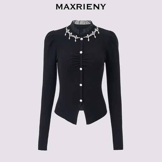 MAXRIENY宫廷复古感套头针织毛衫2024秋冬新款修身显瘦上衣女(货号:MS85SW510) 商品图0