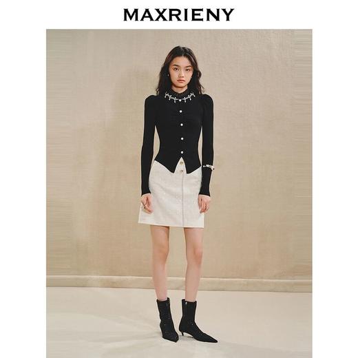 MAXRIENY宫廷复古感套头针织毛衫2024秋冬新款修身显瘦上衣女(货号:MS85SW510) 商品图2