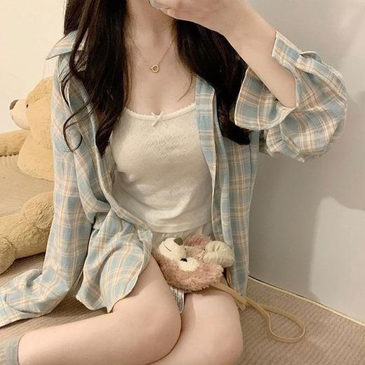 【秋季新款港风格子衬衫】新款oversize宽松慵懒风 外穿衬衣休闲  商品图5