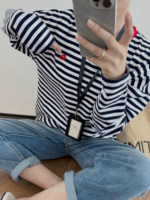 原单Marim*kko白百何同款撞色领条纹长袖tee 商品图4
