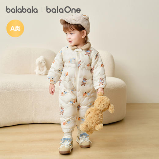 巴拉巴拉balaOne宝宝连体衣婴儿衣服2025新款冬装加绒哈衣爬服萌 商品图2