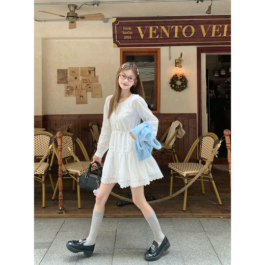 <曾小咸推荐>韩系叠穿蓝色毛织背心连衣裙套装！ 商品图4