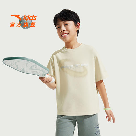安踏液柔冰肤儿童男大童针织短袖2025夏季新款透气亲肤运动短T恤T52527112 商品图0