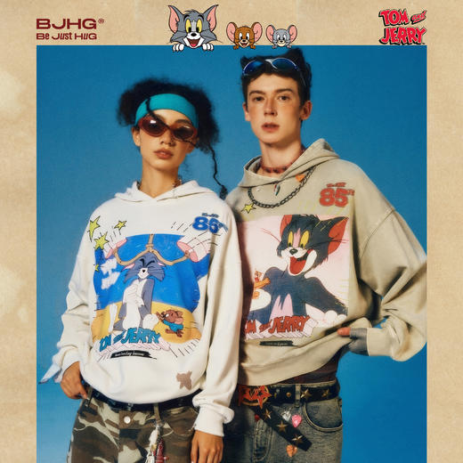 【猫和老鼠联名】BJHG不计后果连帽卫衣男款秋季美式潮牌宽松外套 商品图1