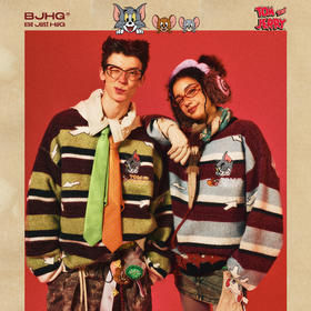 【猫和老鼠联名】BJHG不计后果条纹毛衣男款秋季慵懒风情侣针织衫