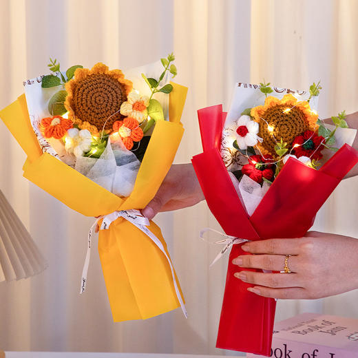 【教师节礼物❗针织花向日葵】手工针织花，色彩鲜艳，可长期当摆件，永不凋零的爱，向日葵毛线花束成品送女老师实用小礼品QQ 商品图2