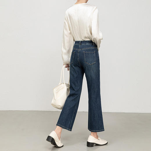 「高货rg」全新升级【铂金会员192/天猫259/差价67】(45518)洛诗琳百搭高腰微喇牛仔裤2025秋季新款四面弹显瘦九分裤 商品图3