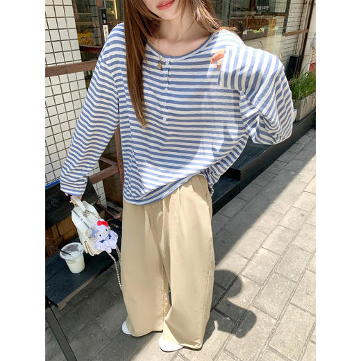 <曾小咸推荐>3.21现货秒杀 ！微信超特价！韩系条纹T恤罩衫 日常139.99 立减80 秒杀59.99！！ 商品图1