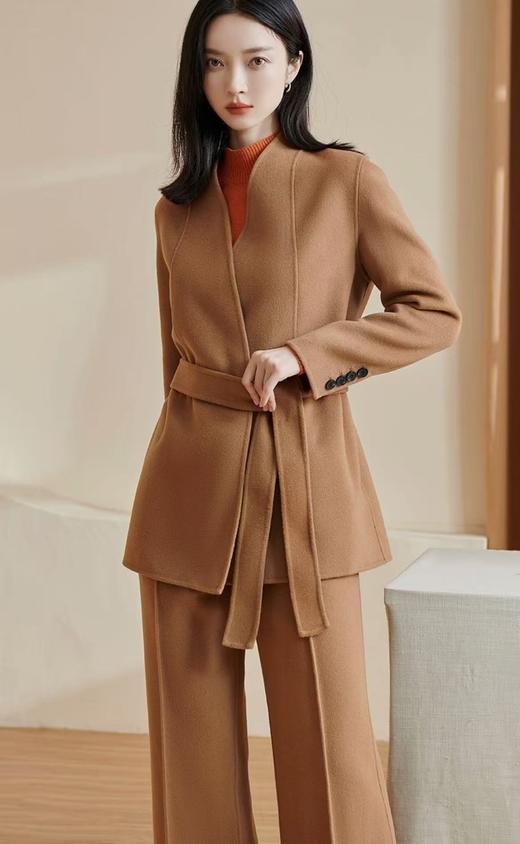 【高端系列】手工定制266款20%山羊绒➕80%羊毛双面尼中款大衣-喜出 商品图4