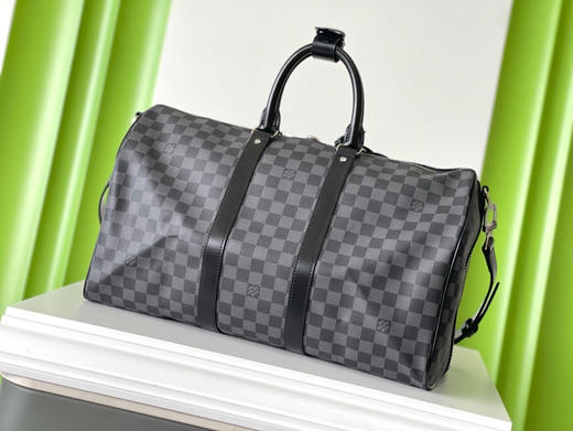 夏季特惠💰900 原单LV N41418 尺寸：45×27×20cm KEEPALL 黑格旅行袋 变码芯片 商品图2