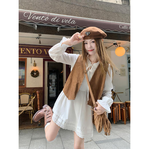 【149元任选2件】现货！法式复古风棕色简约百搭马甲 商品图1