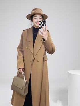 【高端系列】手工定制3980款100%羊毛英伦酷颯修身长款双面尼大衣-喜出