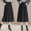 QYM A621-Y时尚新款高腰口袋百褶裙半身裙中长款A字裙 商品缩略图0