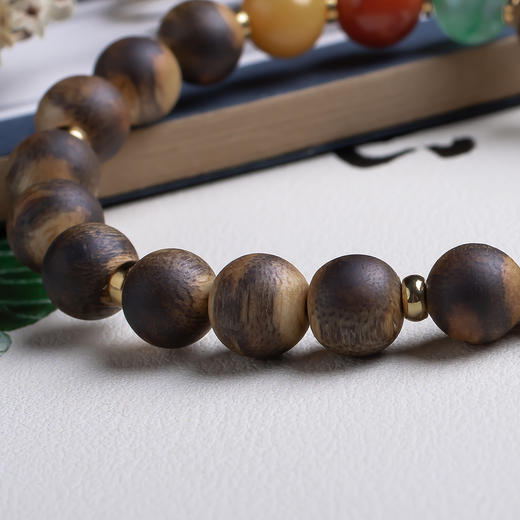 xy0541虎斑纹沉香+南红蜜蜡手串 商品图5