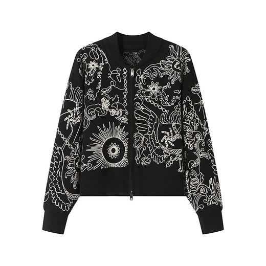 OSL 9525提花时尚休闲宽松针织棒球服显瘦拉链开衫 商品图4