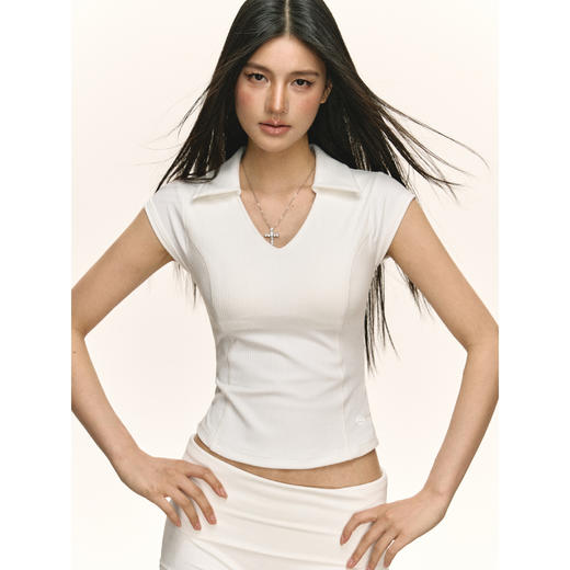 Ariseism 美式复古设计感白色运动款瑜伽上衣短袖T恤女夏季新款 商品图2