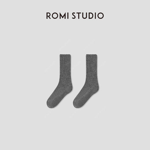 ROMI STUDIO“随手穿”灰色绵羊毛锁温保暖舒适中筒袜子RWCWP33925 商品图0