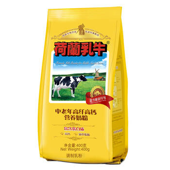荷兰乳牛中老年高纤高钙营养奶粉400g袋装老年人高硒0蔗糖牛奶粉 /水饮冲调 /成人奶粉 /中老年牛奶粉 商品图0