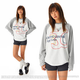 早秋必入苹果条纹插肩袖T