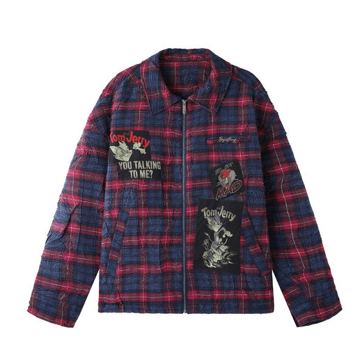 【猫和老鼠联名】BJHG不计后果格纹外套男款秋季美式复古夹克外套 商品图4