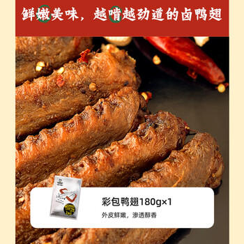 周黑鸭（ZHOUHEIYA）卤味熟食 霸气宠爱1420g 超值武汉特产 卤鸭脖鸭翅办公休闲零食 /休闲食品 /肉类零食 /鸭肉类 商品图2