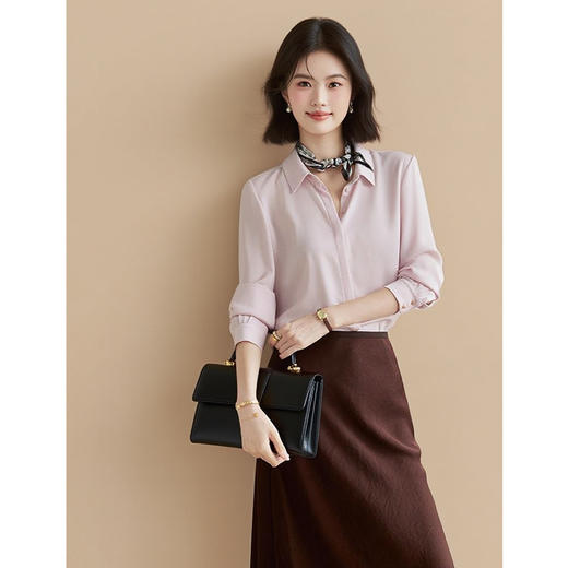 OPH W5202通勤简约OL真丝衬衫早秋气质桑蚕丝上衣 商品图3