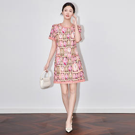 「高货wl」全新升级【铂金会员284/天猫379/差价95】(50327)洛诗琳优雅气质名媛时尚印花连衣裙2025夏季显瘦A字裙女