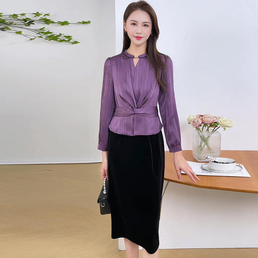 QYM 58A9502-Y时尚连衣裙拼结假两件连衣裙 商品图3