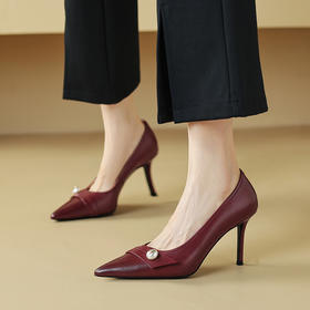 【预售5天】法式轻奢珍珠细跟高跟鞋，百搭尖头通勤职业女鞋春秋时尚单鞋HY&M926-1
