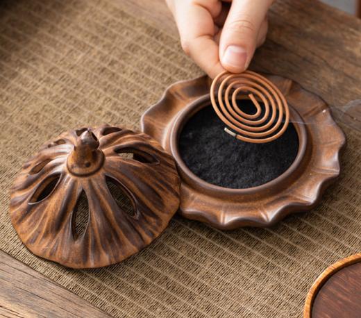 米马杂货 禅意复古香炉 陶瓷熏香容器 莲蓬摆件 水晶净化香炉~ 商品图4