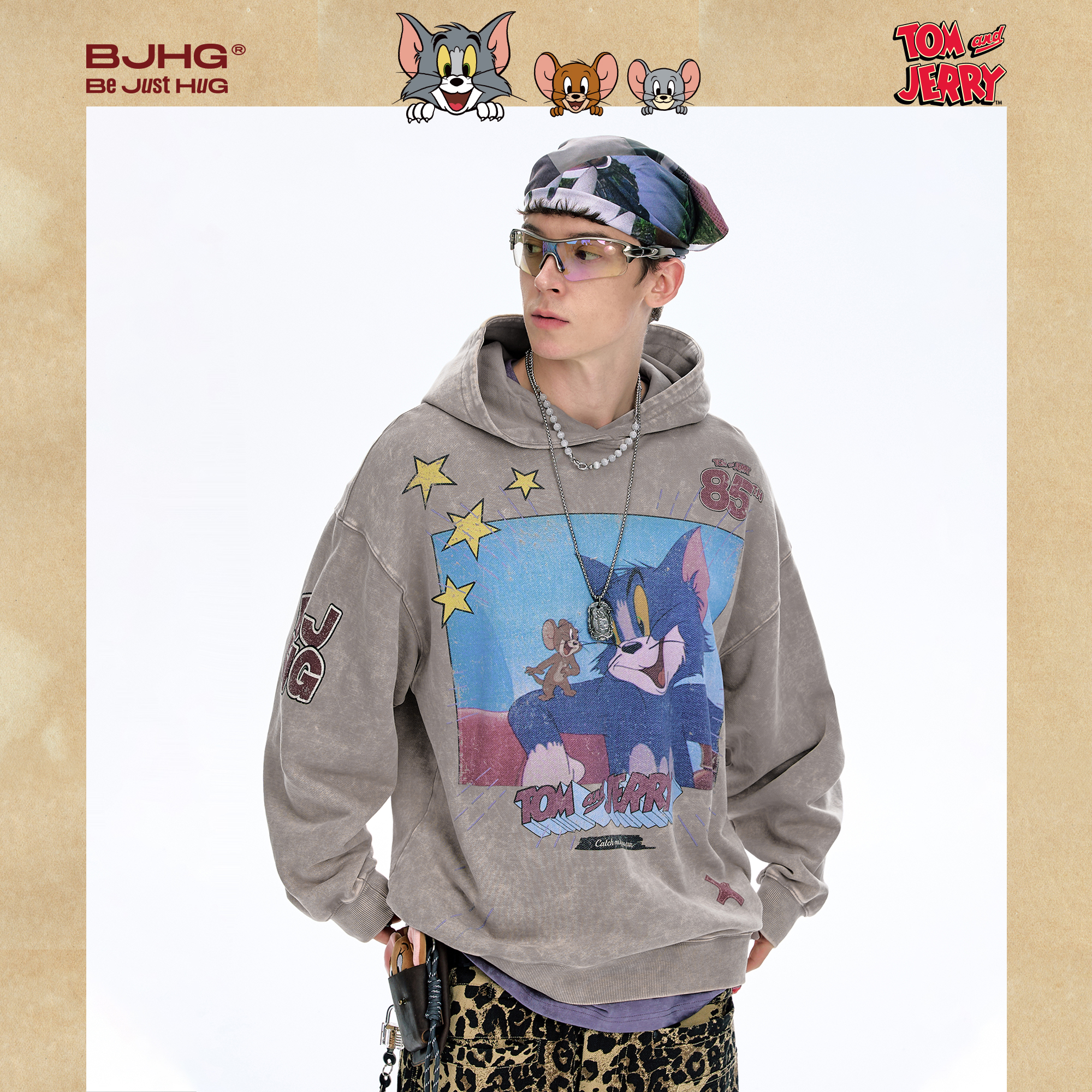 【猫和老鼠联名】BJHG不计后果连帽卫衣男款秋季美式潮牌宽松外套