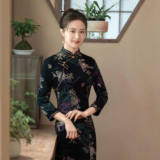 桑缘阁2025年新款旗袍春款长款时尚显瘦复古高档旗袍 商品图0
