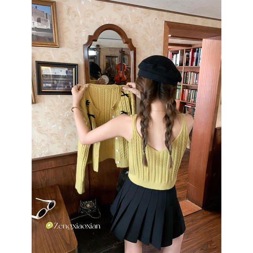 <曾小咸推荐>韩系蝴蝶结吊带针织开衫女两件套！ 商品图4