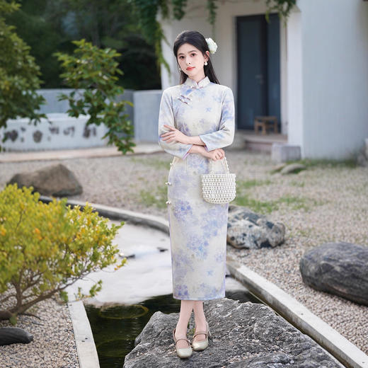 2025年冬季新款旗袍单层七分袖中长款 商品图0