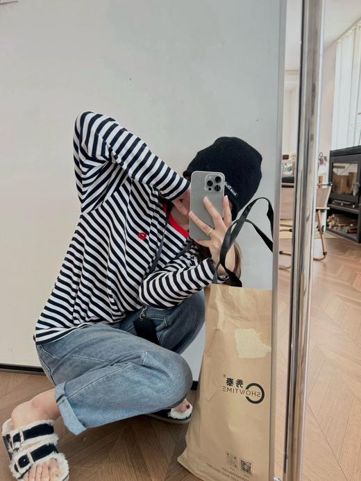 原单Marim*kko白百何同款撞色领条纹长袖tee 商品图5