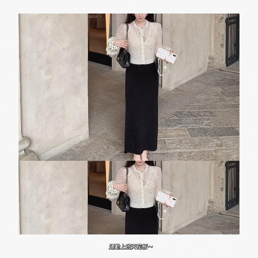 金蘑菇菇 撒娇情话 镂空针织组/chan*l开衫miu钻领开衫 商品图5